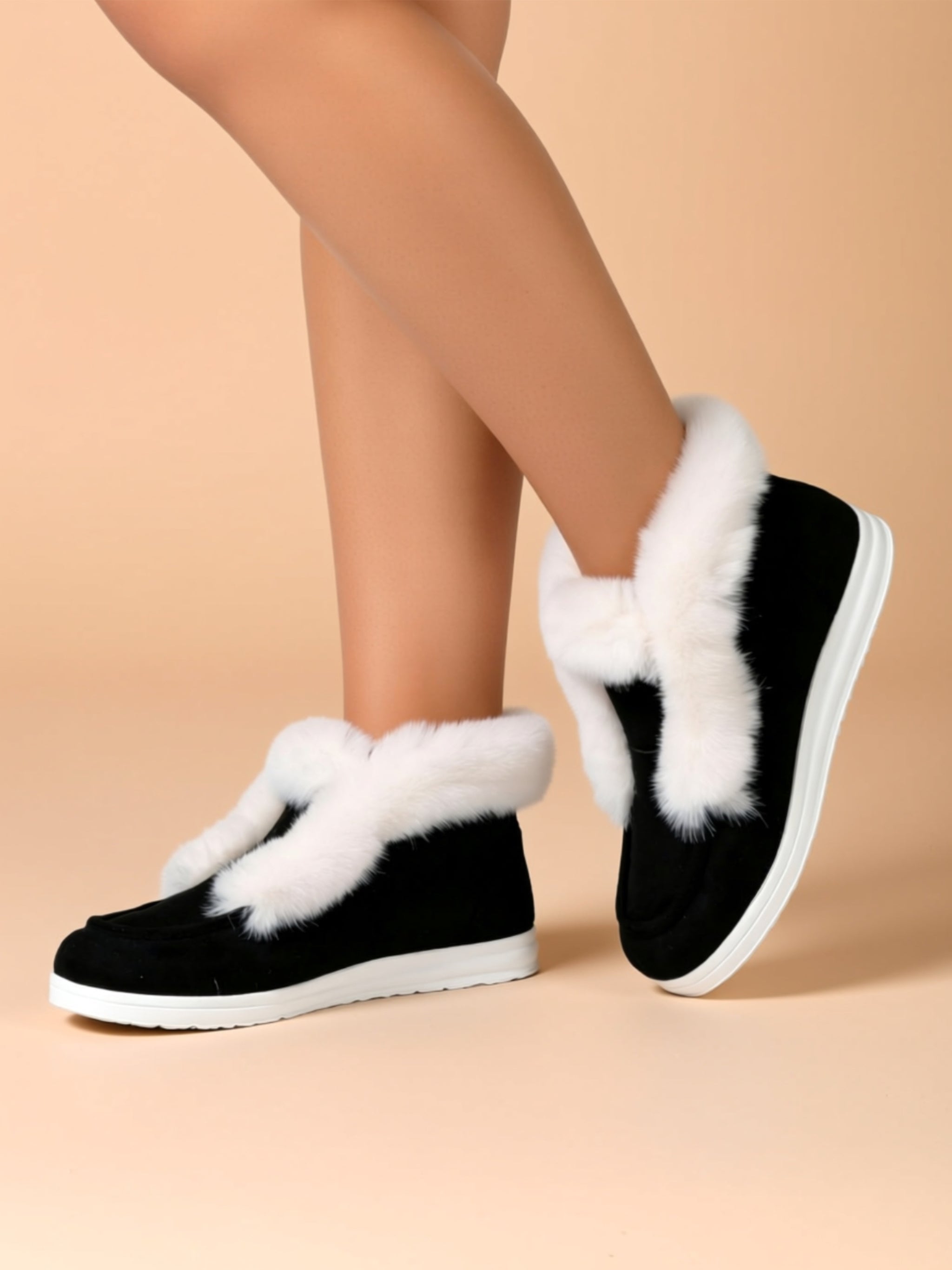 Suede Faux Fur Flat Boots