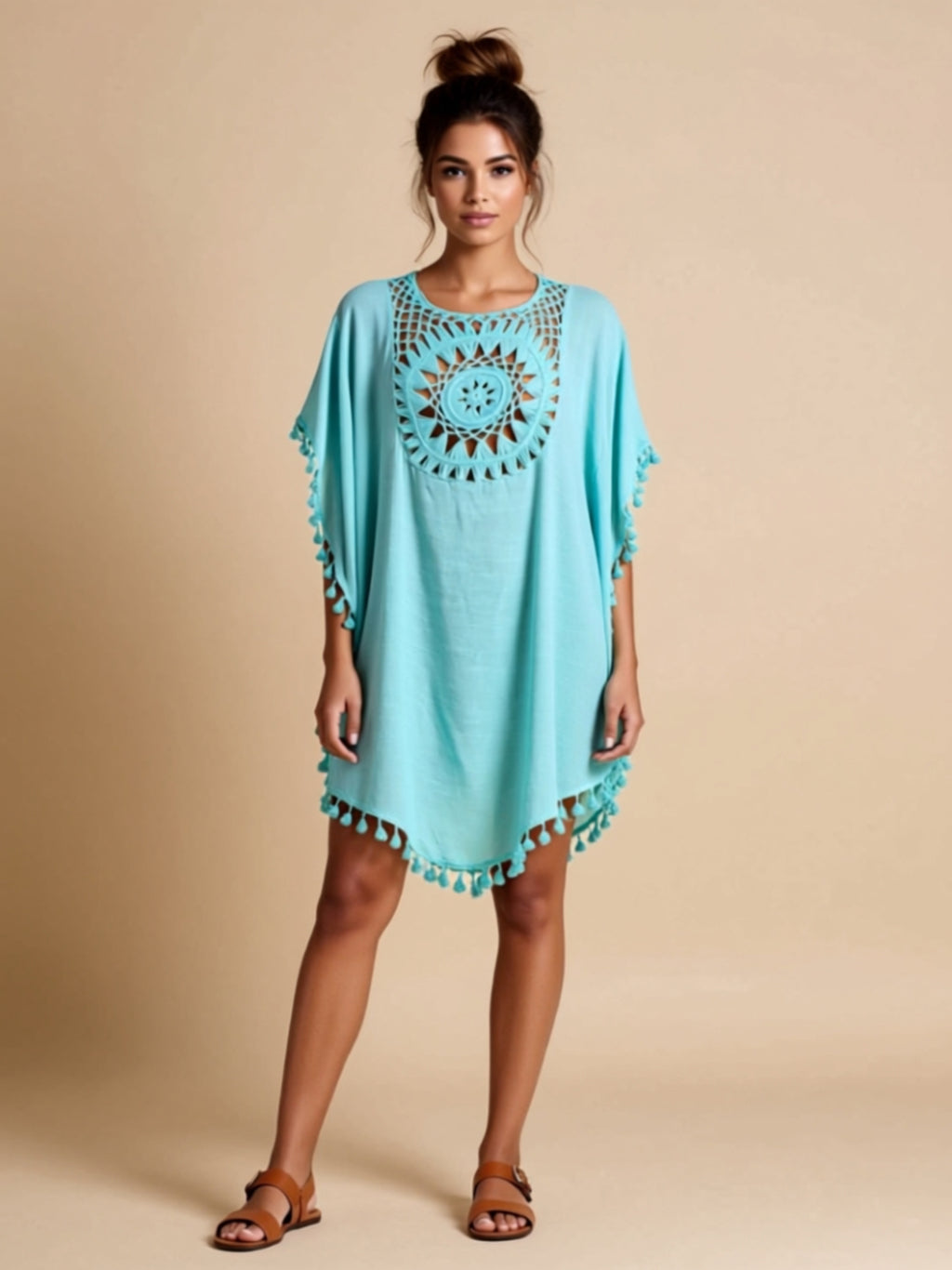 Sleeveless Woven Beach Cover‑Up