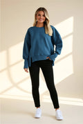 Oversized Long Sleeve Sweatshirt with Side Slits