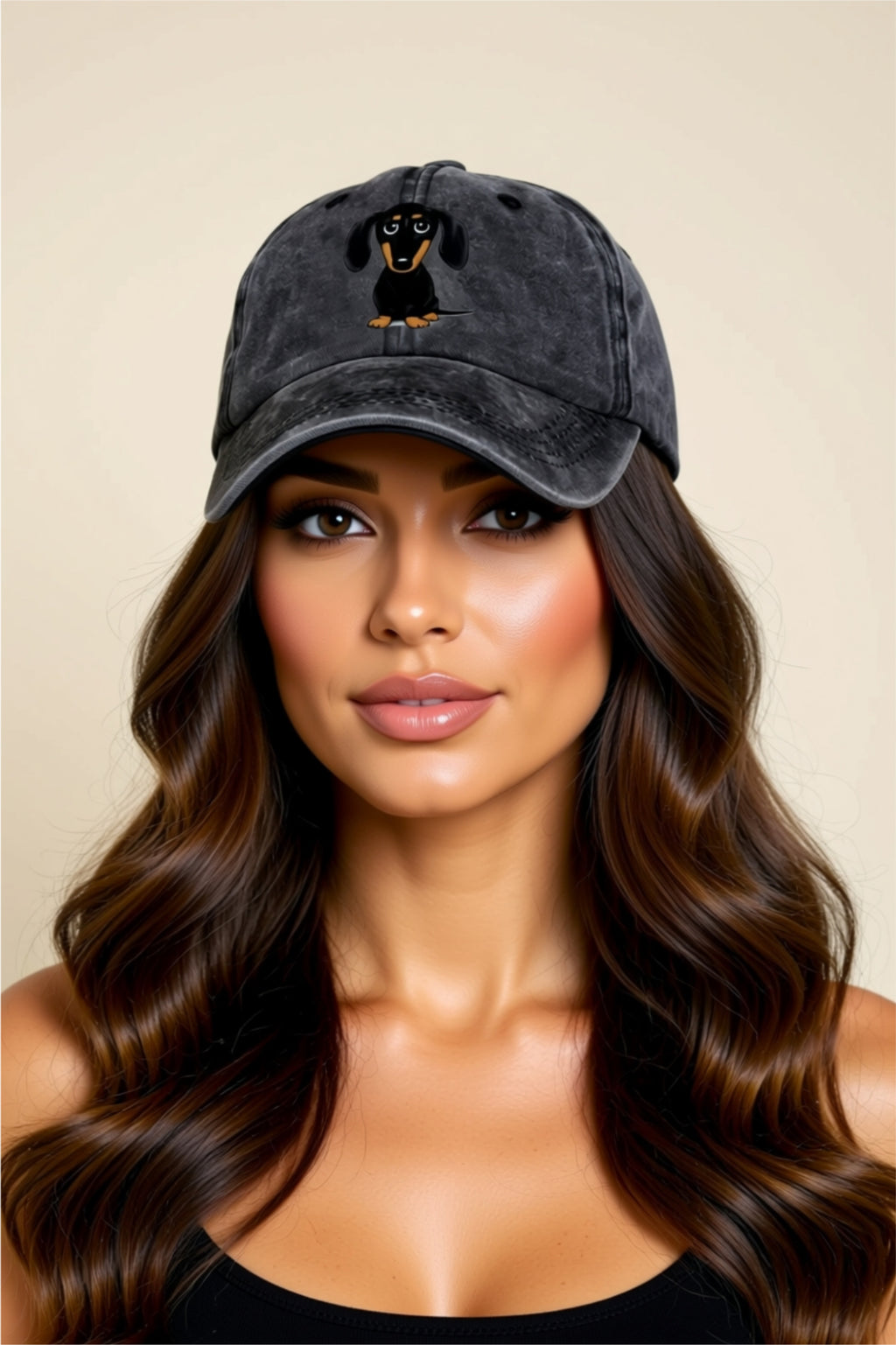 Baseball Cap with Dog Embroidery