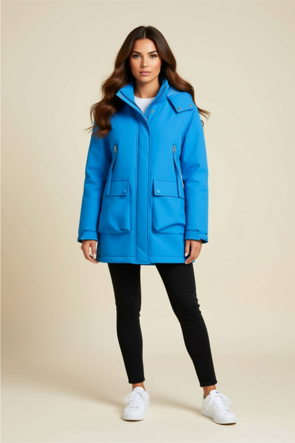 Longline Utility Jacket with Zipper, Buttons & Pockets