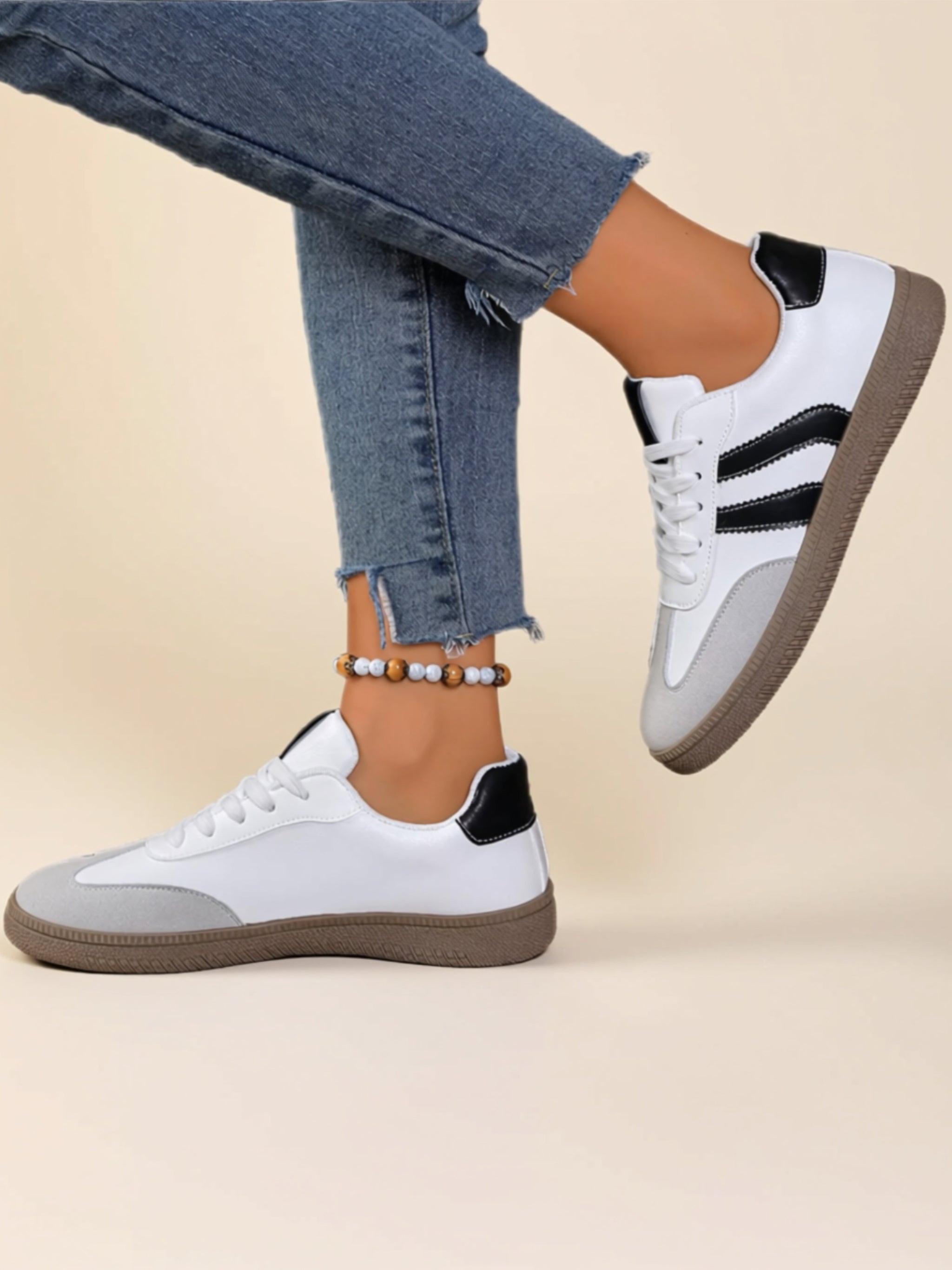 Vegan Leather Flat Sneakers