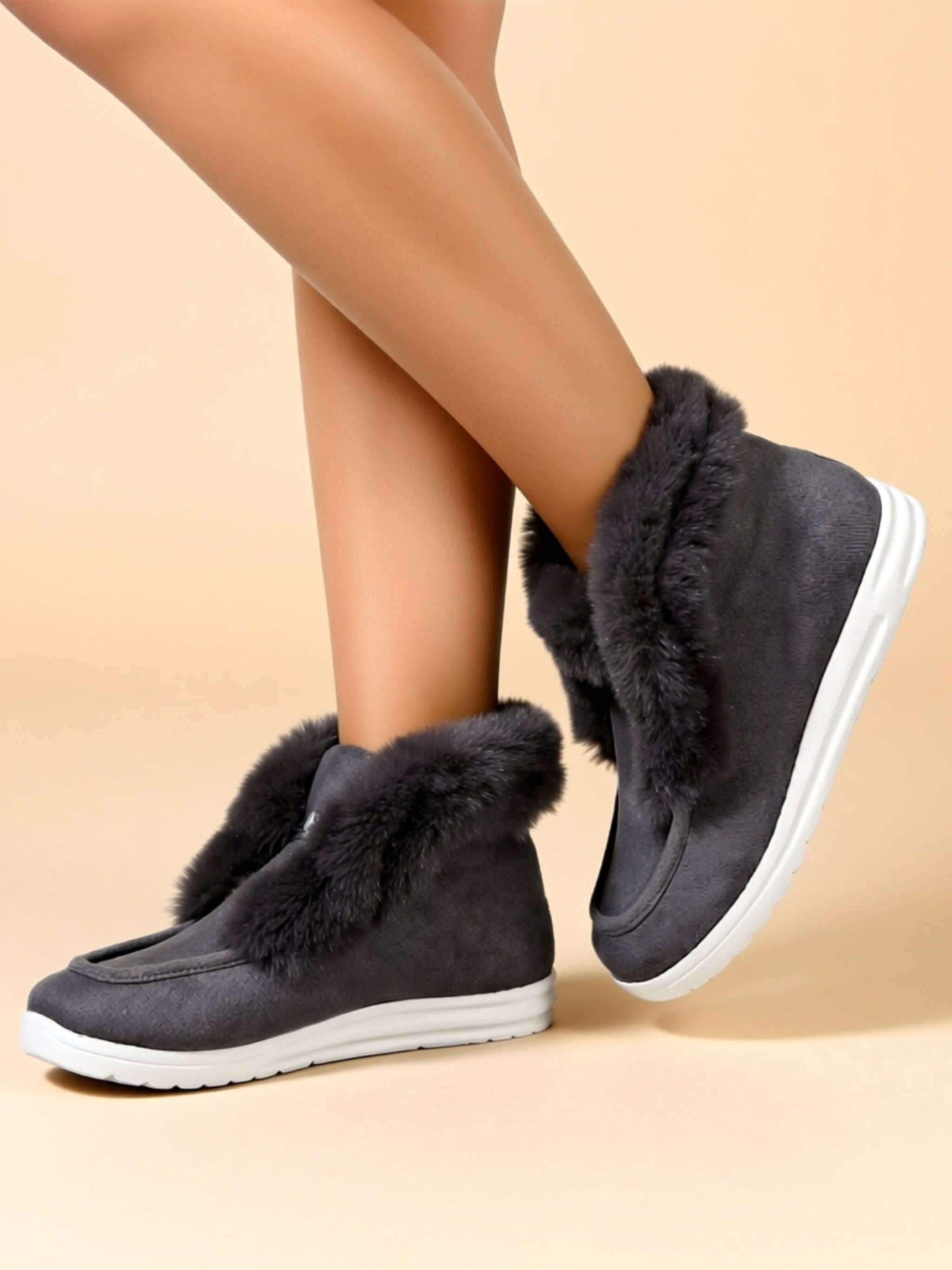 Suede Faux Fur Flat Boots