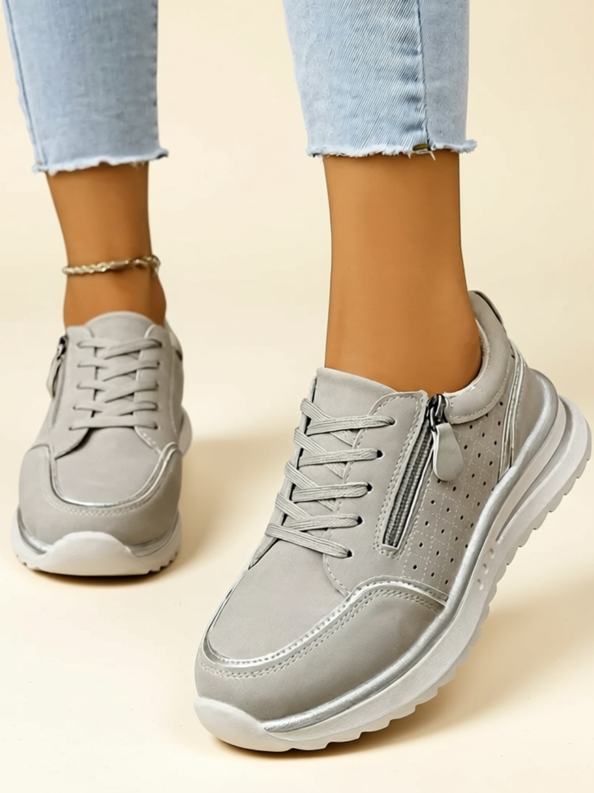 Vegan Leather Flat Sneakers