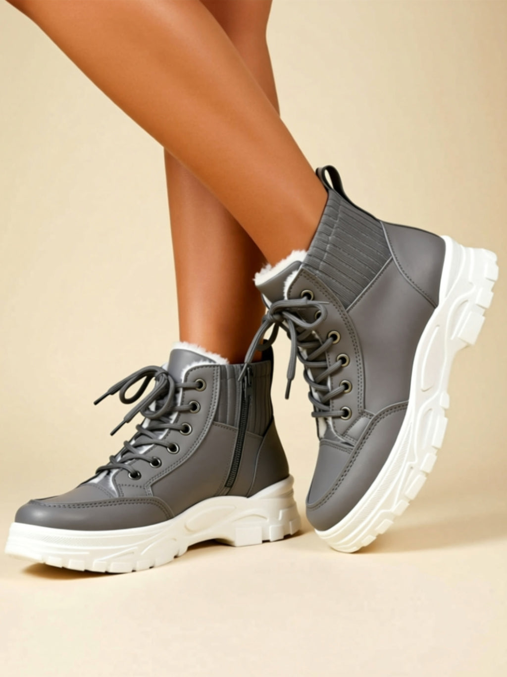 Low‑Heel Vegan Leather Boots