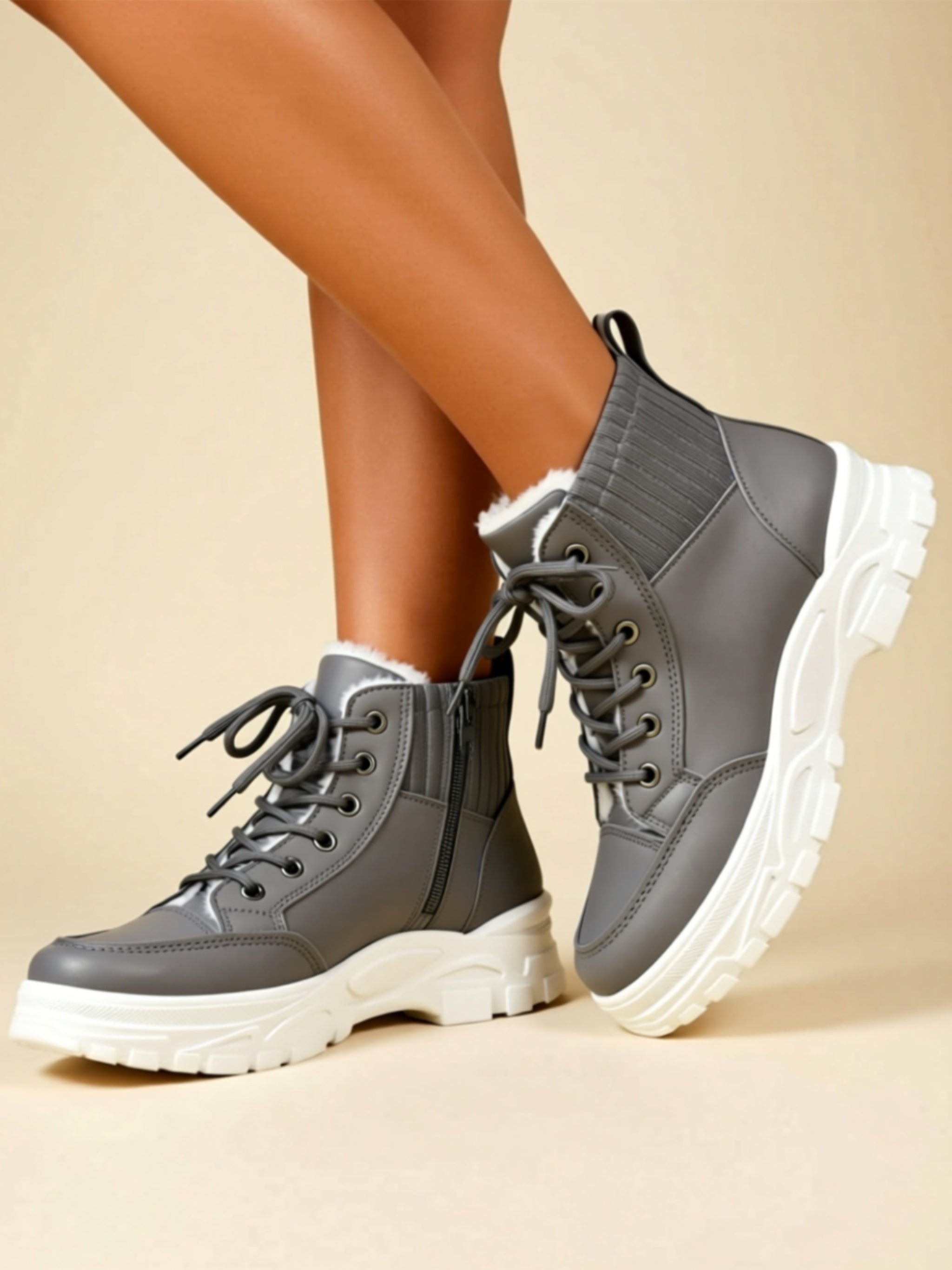 Low‑Heel Vegan Leather Boots