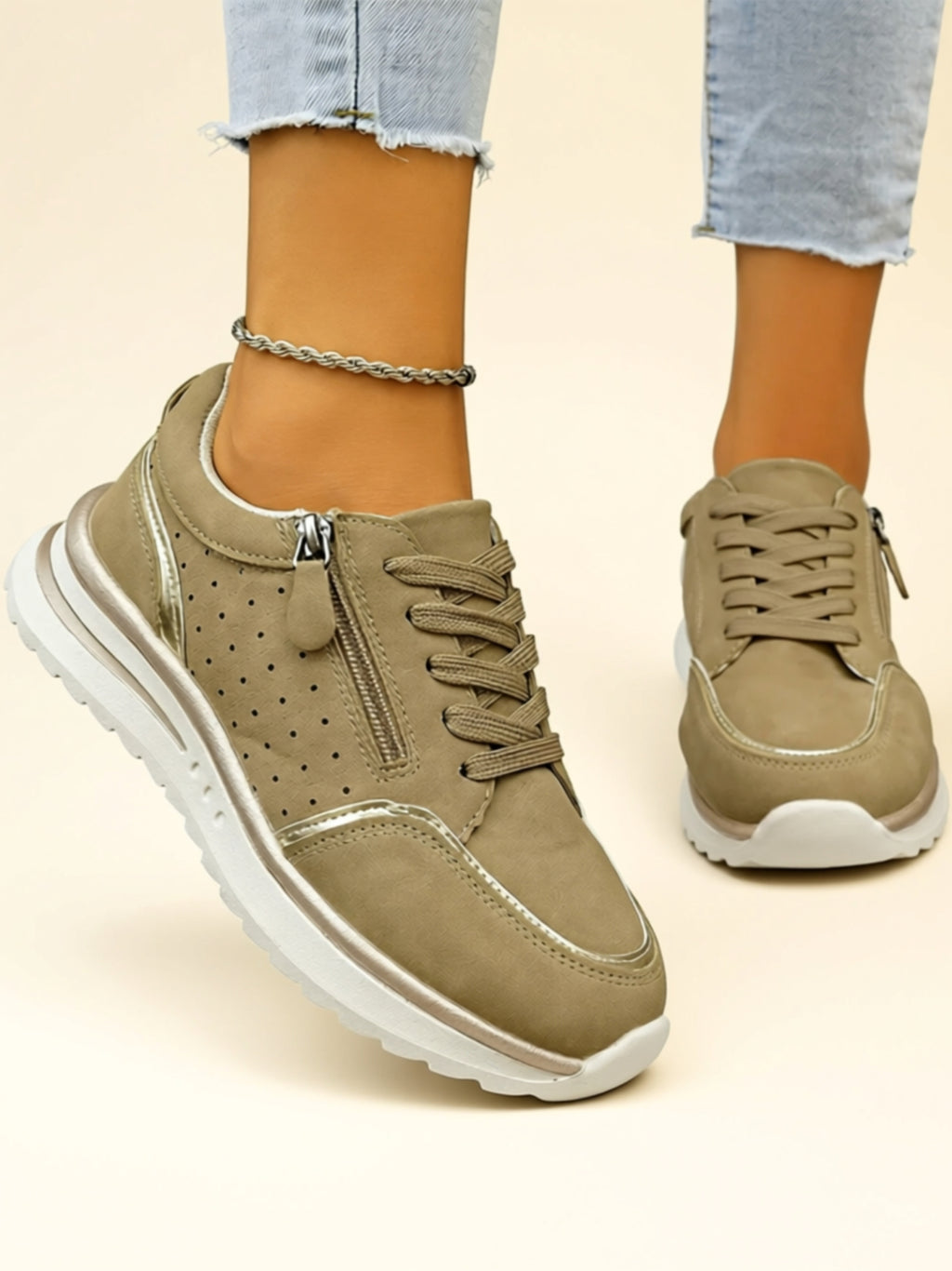 Vegan Leather Flat Sneakers
