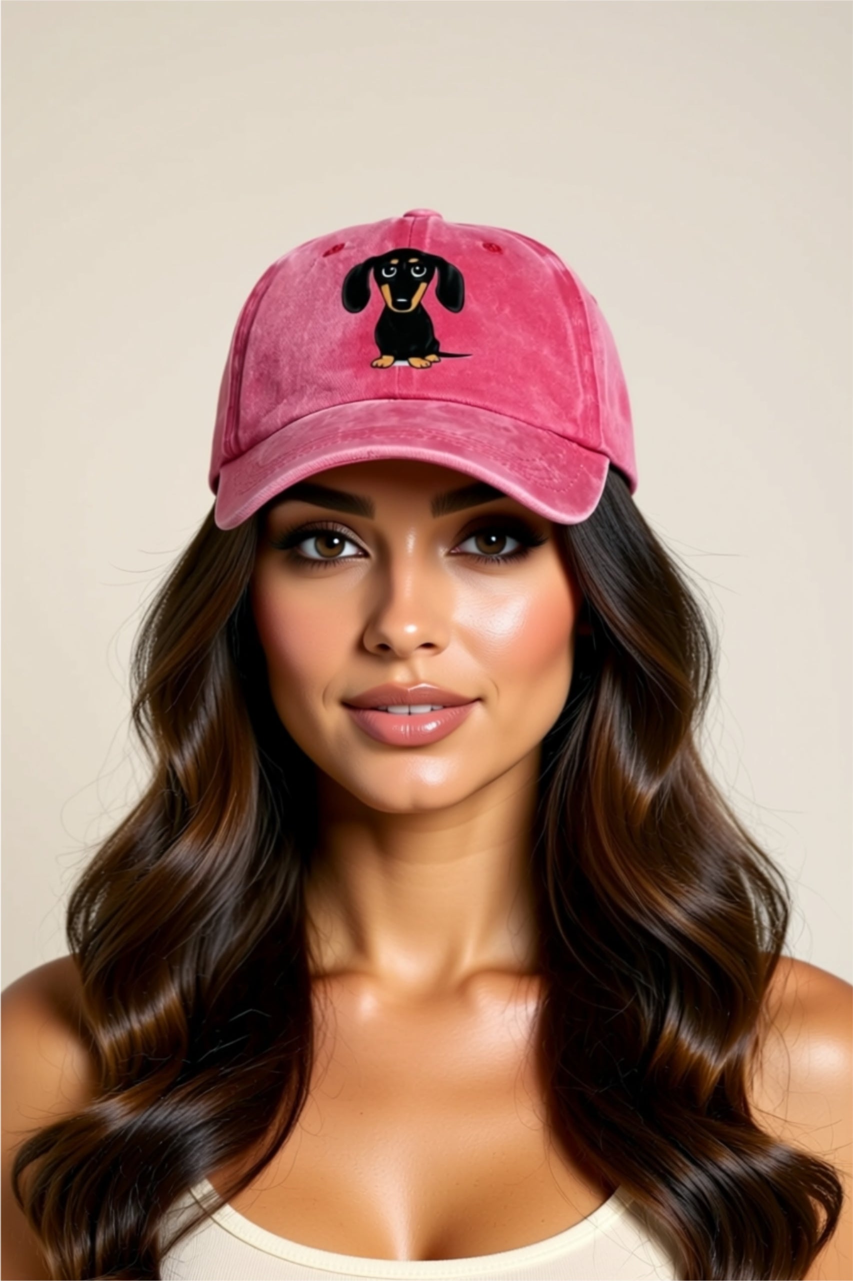 Baseball Cap with Dog Embroidery