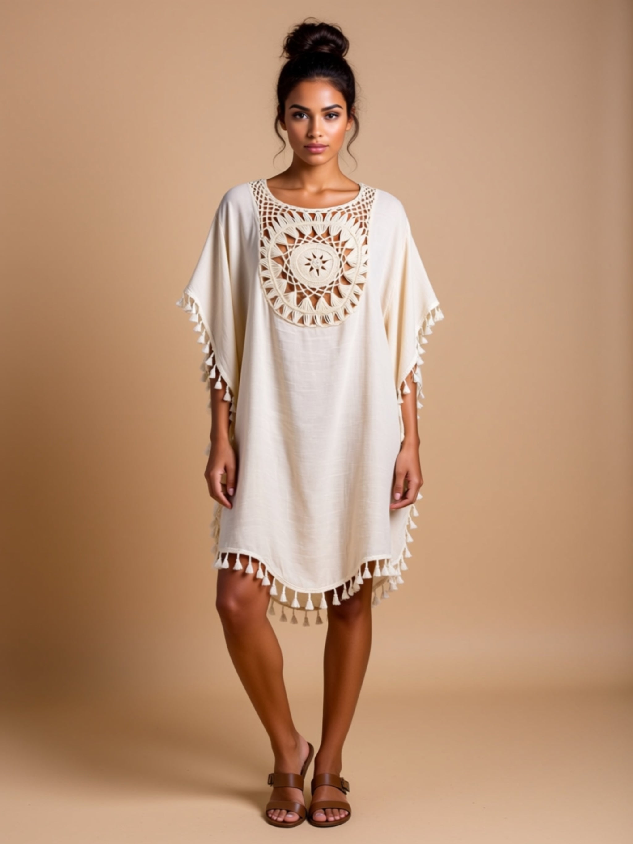 Sleeveless Woven Beach Cover‑Up
