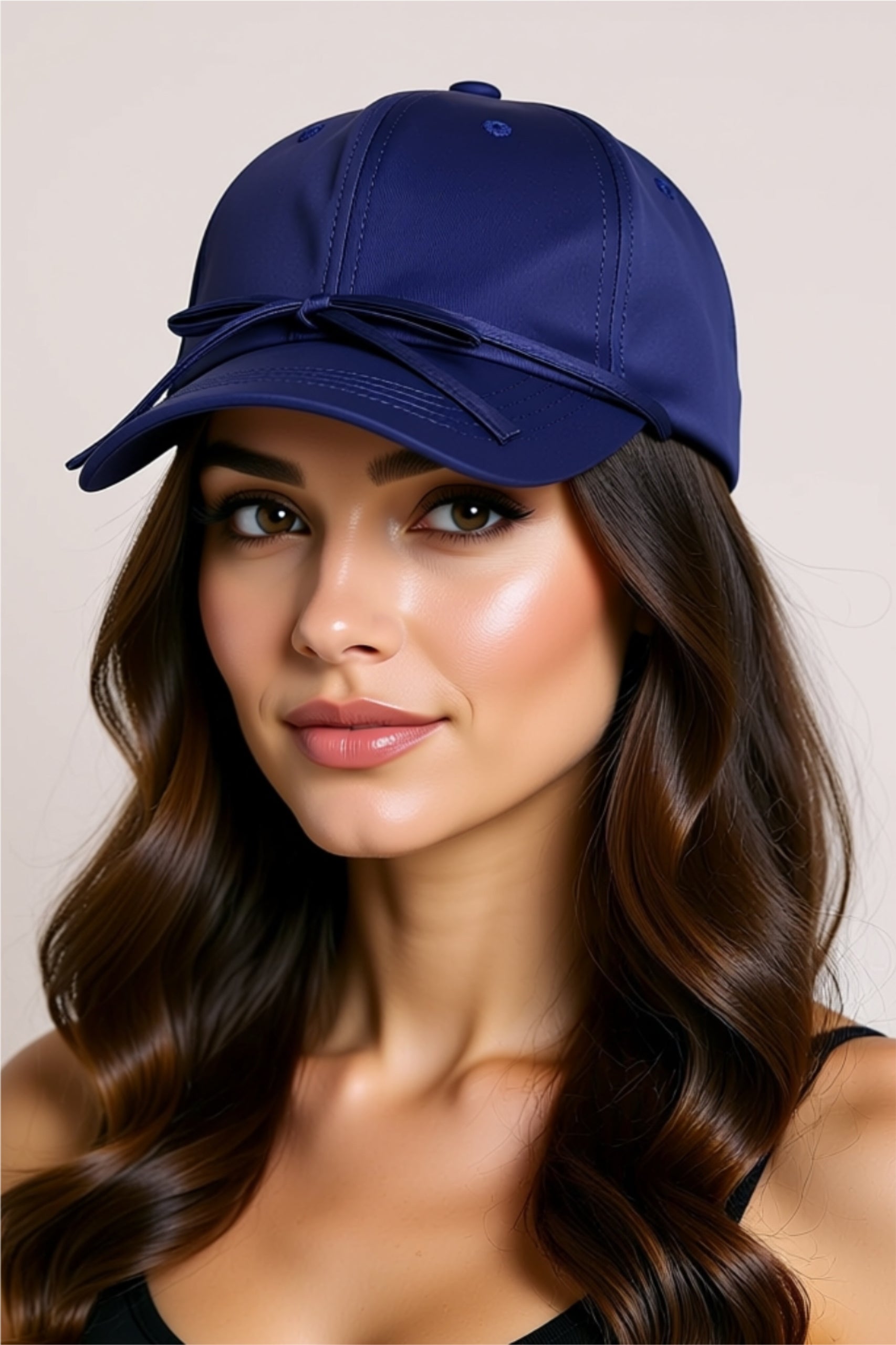 Cotton Baseball Cap with Front Bow Detail