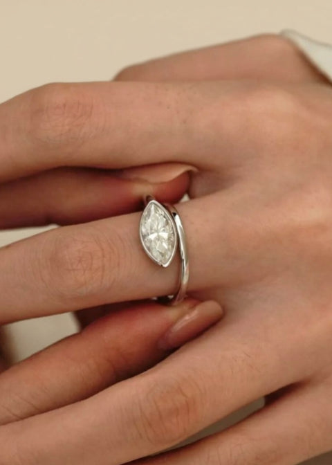 2 Carat Marquise-Cut Moissanite Ring in 925 Sterling Silver
