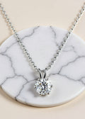 2CT Round Moissanite Solitaire Necklace in 925 Sterling Silver, 16–18 Inch