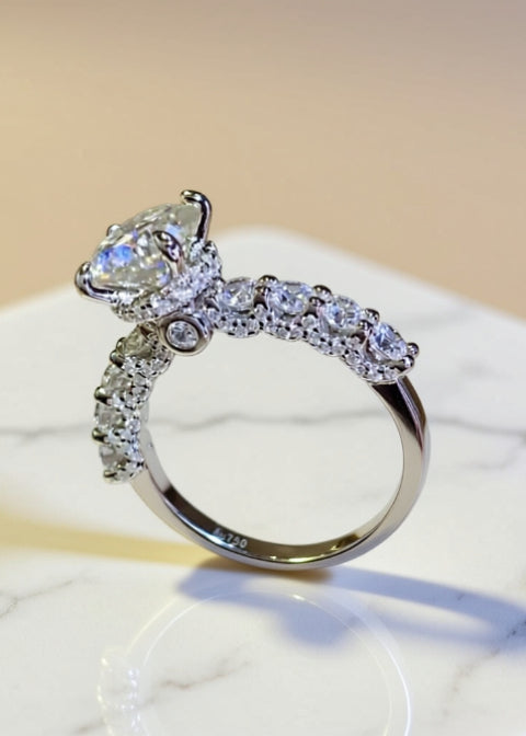 2 Carat Moissanite Engagement Ring | Platinum-Plated 925 Sterling Silver