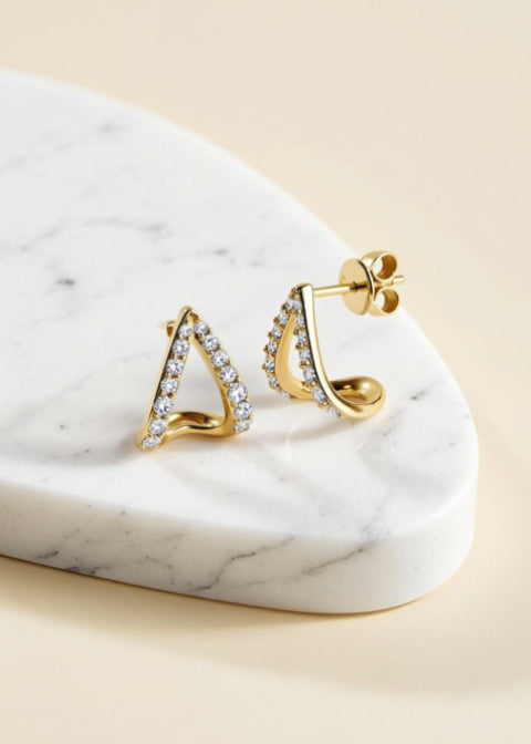 Minimalist Moissanite Teardrop Stud Earrings | 925 Sterling Silver, Gold or Silver