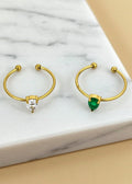 2-Piece 18K Gold-Plated Heart Zircon Ring Set | Open Band Rings