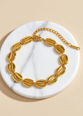 18K Gold-Plated Cowrie Shell Bracelet | Adjustable Stainless Steel Beach Jewelry