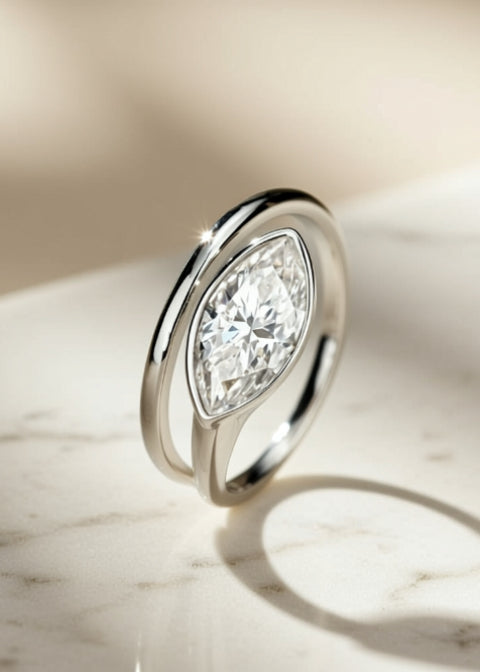 2 Carat Marquise-Cut Moissanite Ring in 925 Sterling Silver