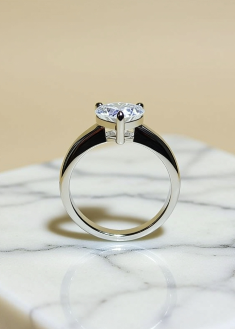 3 Carat Heart-Cut Moissanite Ring in 925 Sterling Silver