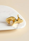 18K Gold-Plated Adjustable Sculptural Ring | Stainless Steel Open Statement Ring