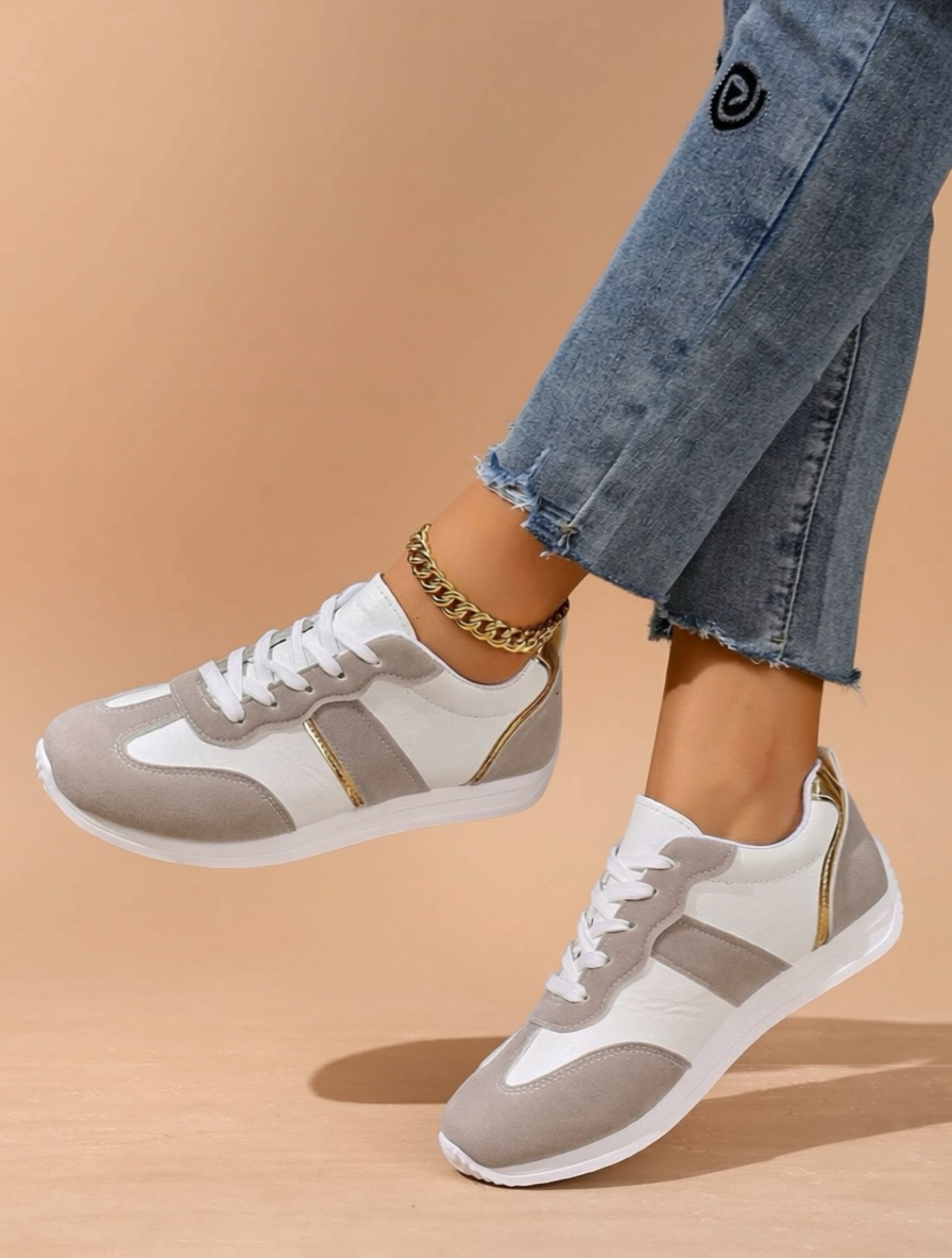 Vegan Leather Lace-Up Sneakers