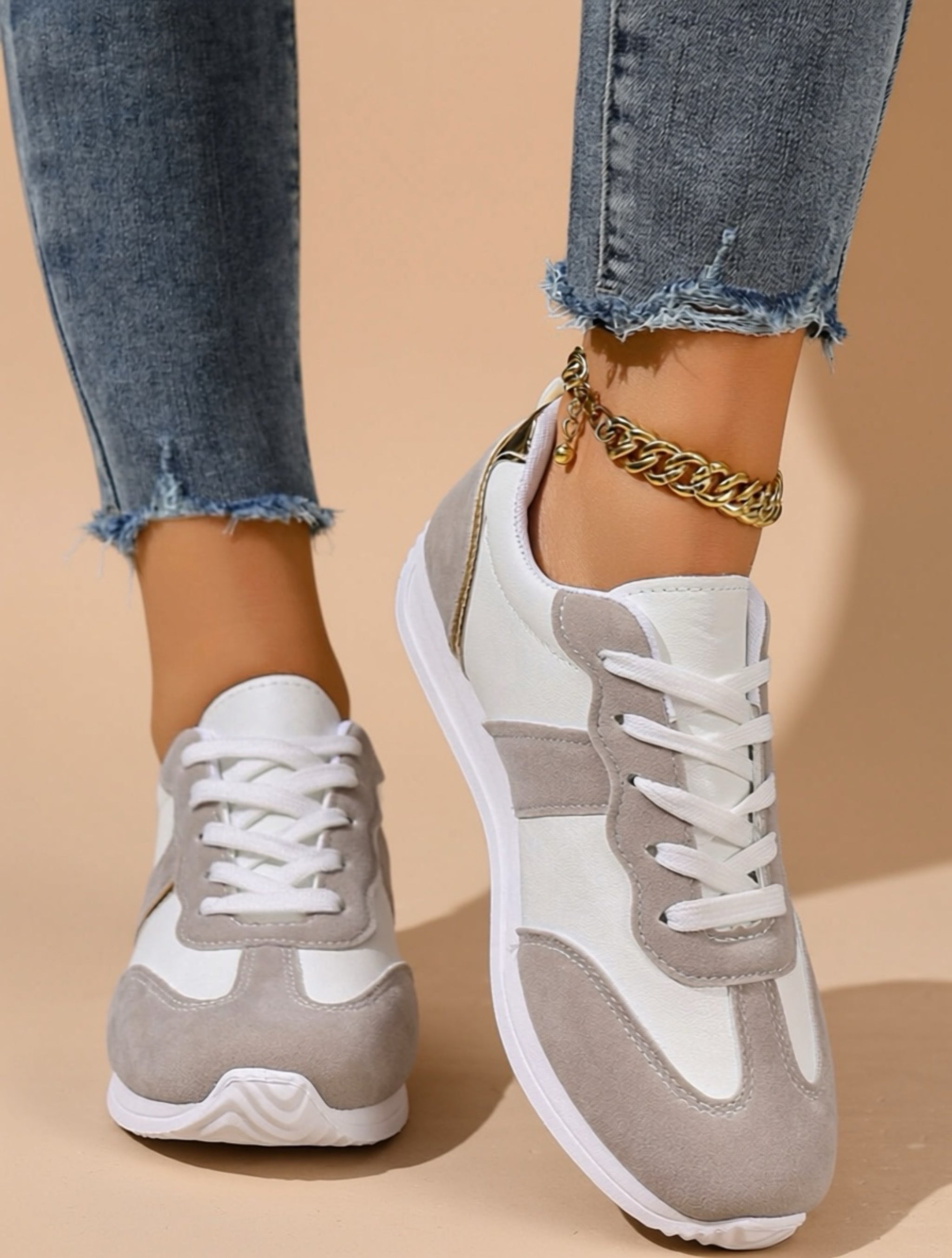 Vegan Leather Lace-Up Sneakers