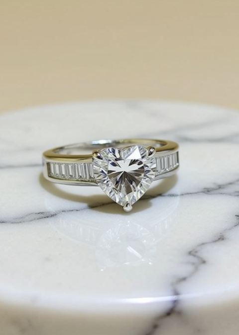 3 Carat Heart-Cut Moissanite Ring in 925 Sterling Silver