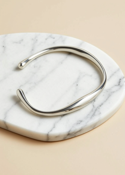 18K Gold-Plated Twisted Open Cuff Bracelet in Stainless Steel