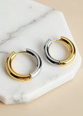 Two-Tone Chunky Hoop Earrings | 18K Gold-Plated Titanium Steel, 1 Inch