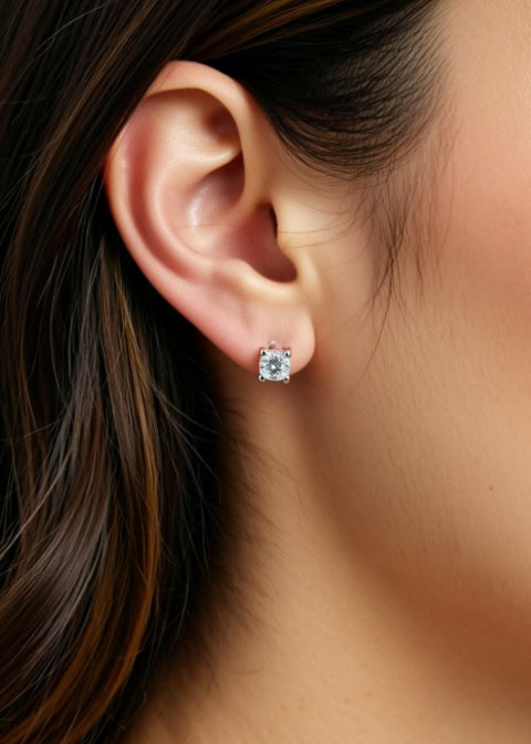 0.5 CT Moissanite Stud Earrings | 925 Sterling Silver, Rose Gold or Silver