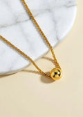 18K Gold-Plated Ball Pendant Necklace | 26-Inch Stainless Steel Chain