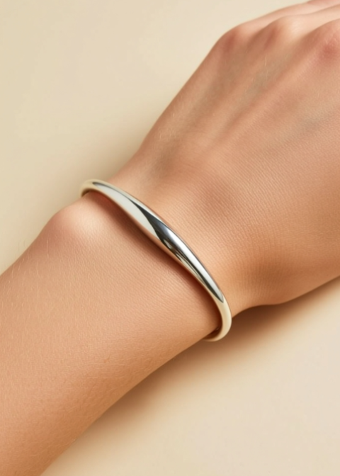18K Gold-Plated Twisted Open Cuff Bracelet in Stainless Steel