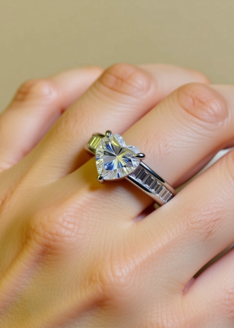 3 Carat Heart-Cut Moissanite Ring in 925 Sterling Silver