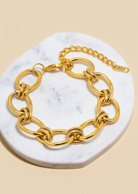 18K Gold-Plated Chunky Oval Link Chain Bracelet in Stainless Steel
