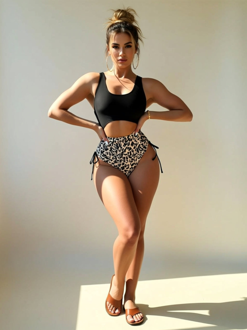 Leopard Print One‑Piece Swimsuit