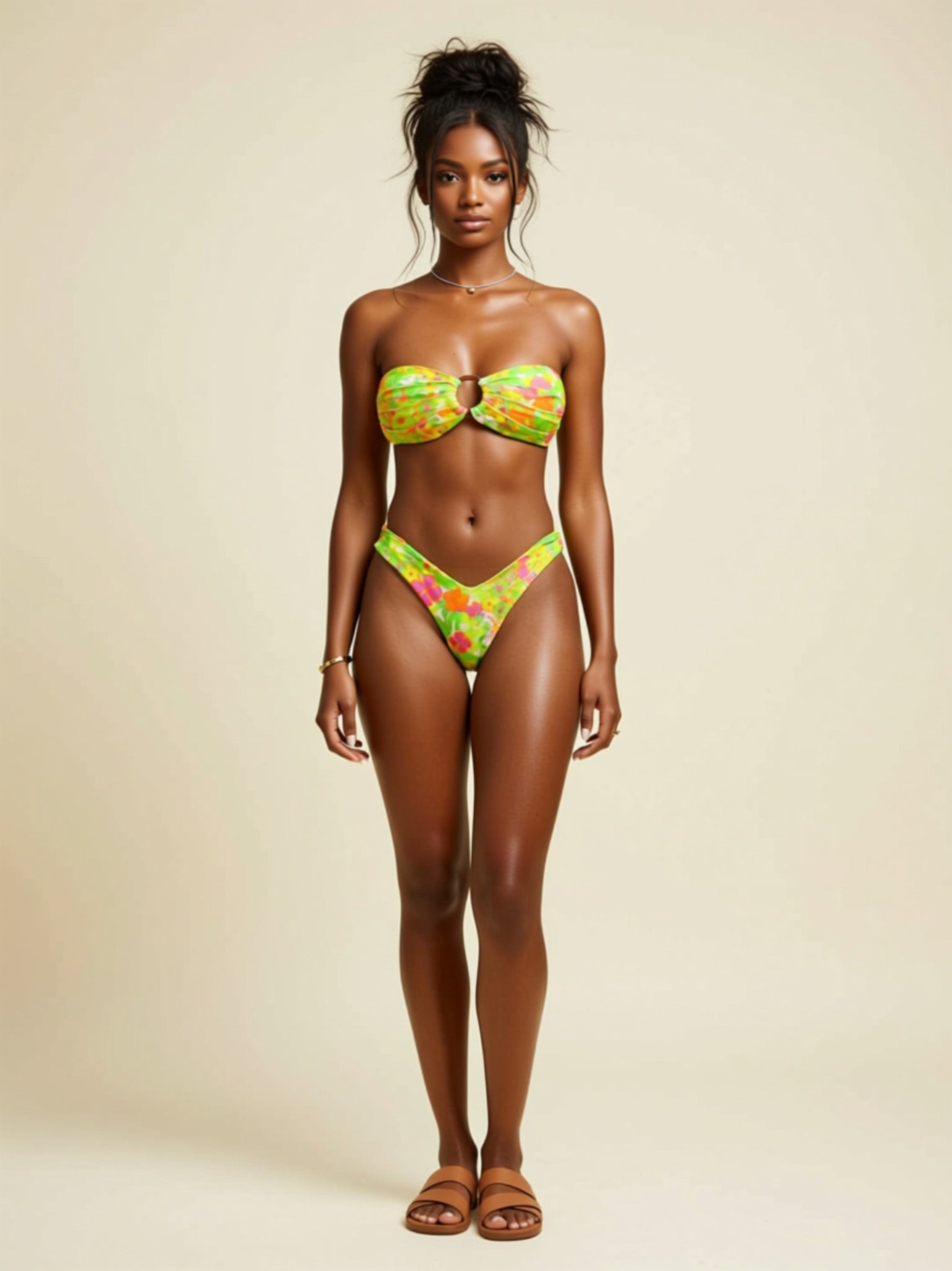 Strapless Floral Bandeau Bikini Set