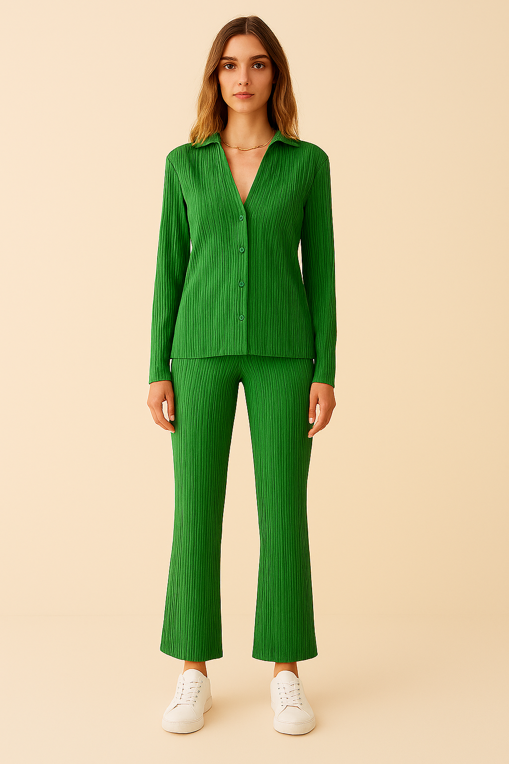 Button-Up Two-Piece Set – Long Sleeve Shirt & Pants