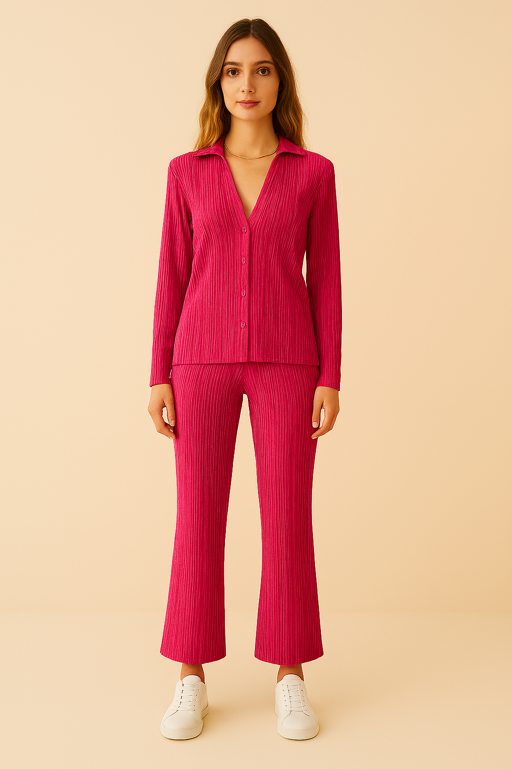 Button-Up Two-Piece Set – Long Sleeve Shirt & Pants