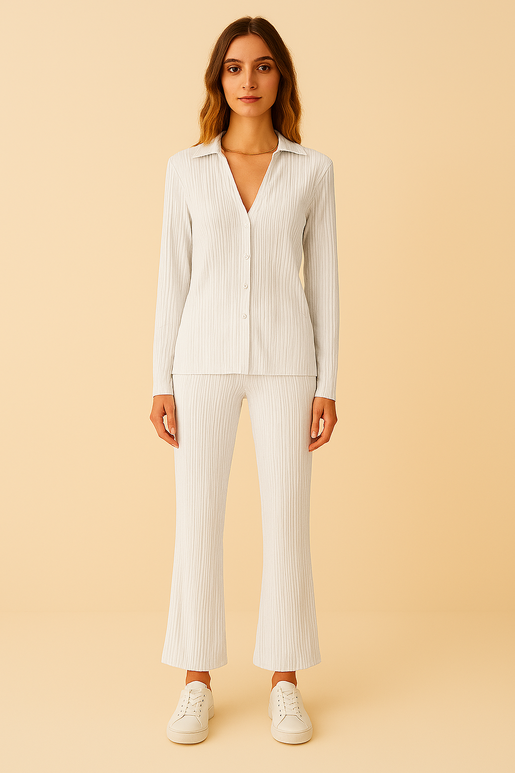 Zweiteiler mit Knopfleiste – Langarmshirt und Hose