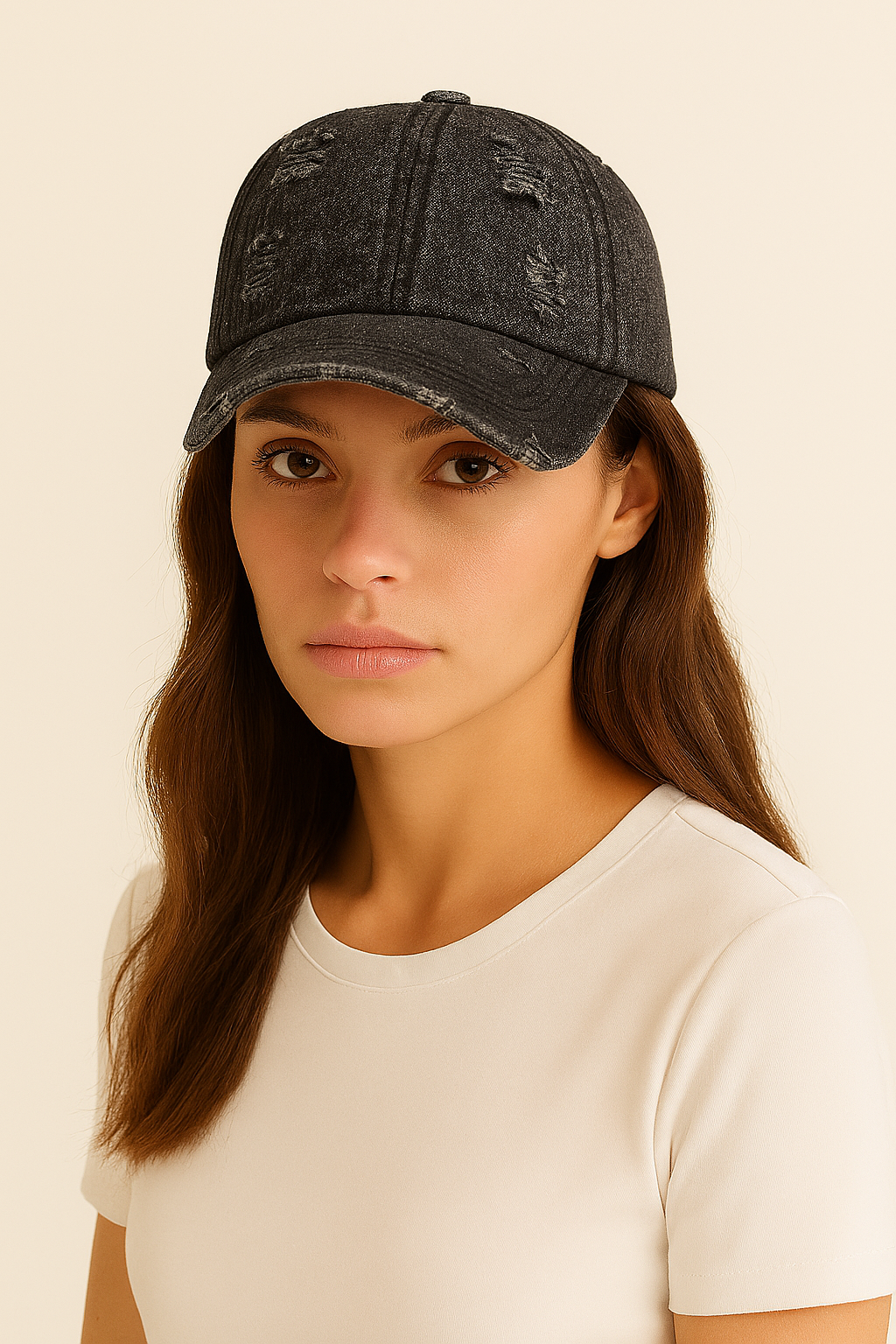 Distressed Denim Baseball Cap