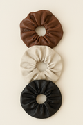 3 Vegan Leather Hair Scrunchies