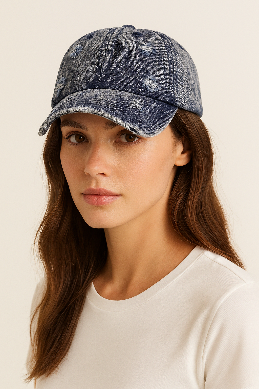 Distressed Denim Baseball Cap