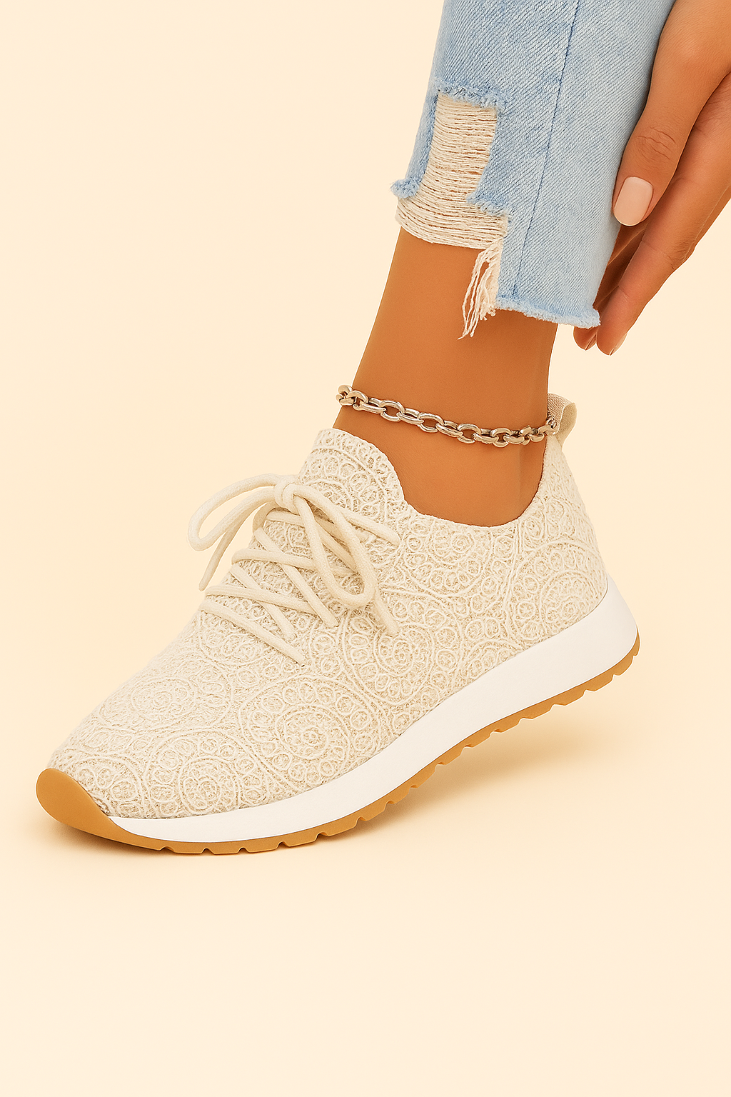 Schnür-Sneaker aus Mesh