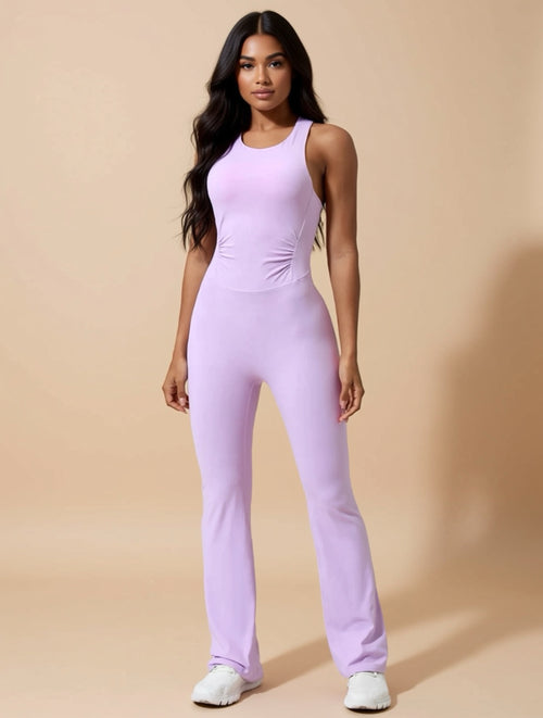Crisscross Back Flare‑Leg Active Jumpsuit