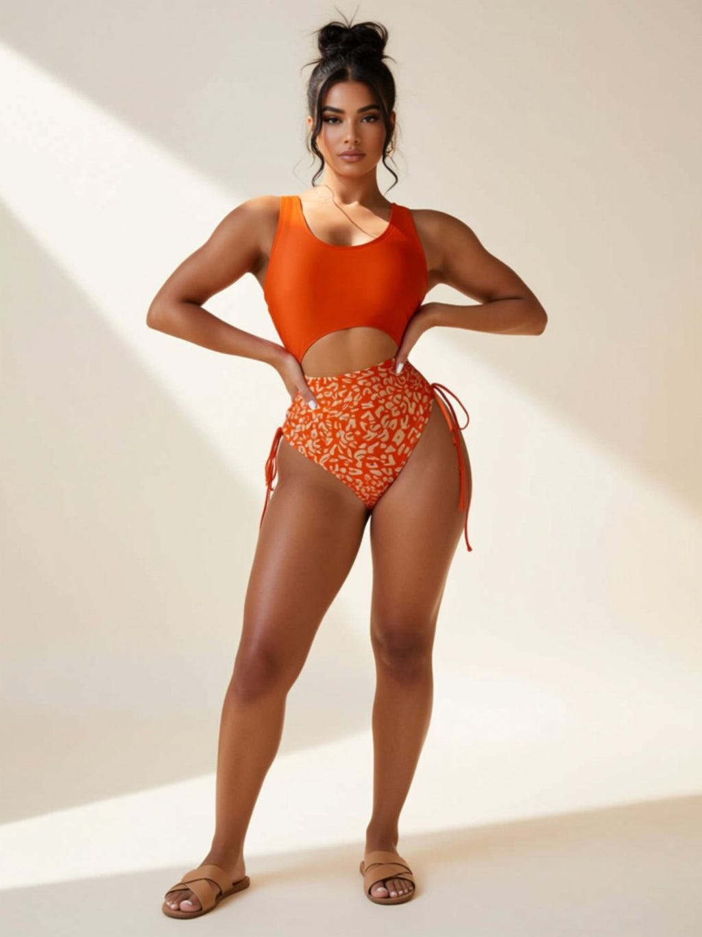 Leopard Print One‑Piece Swimsuit