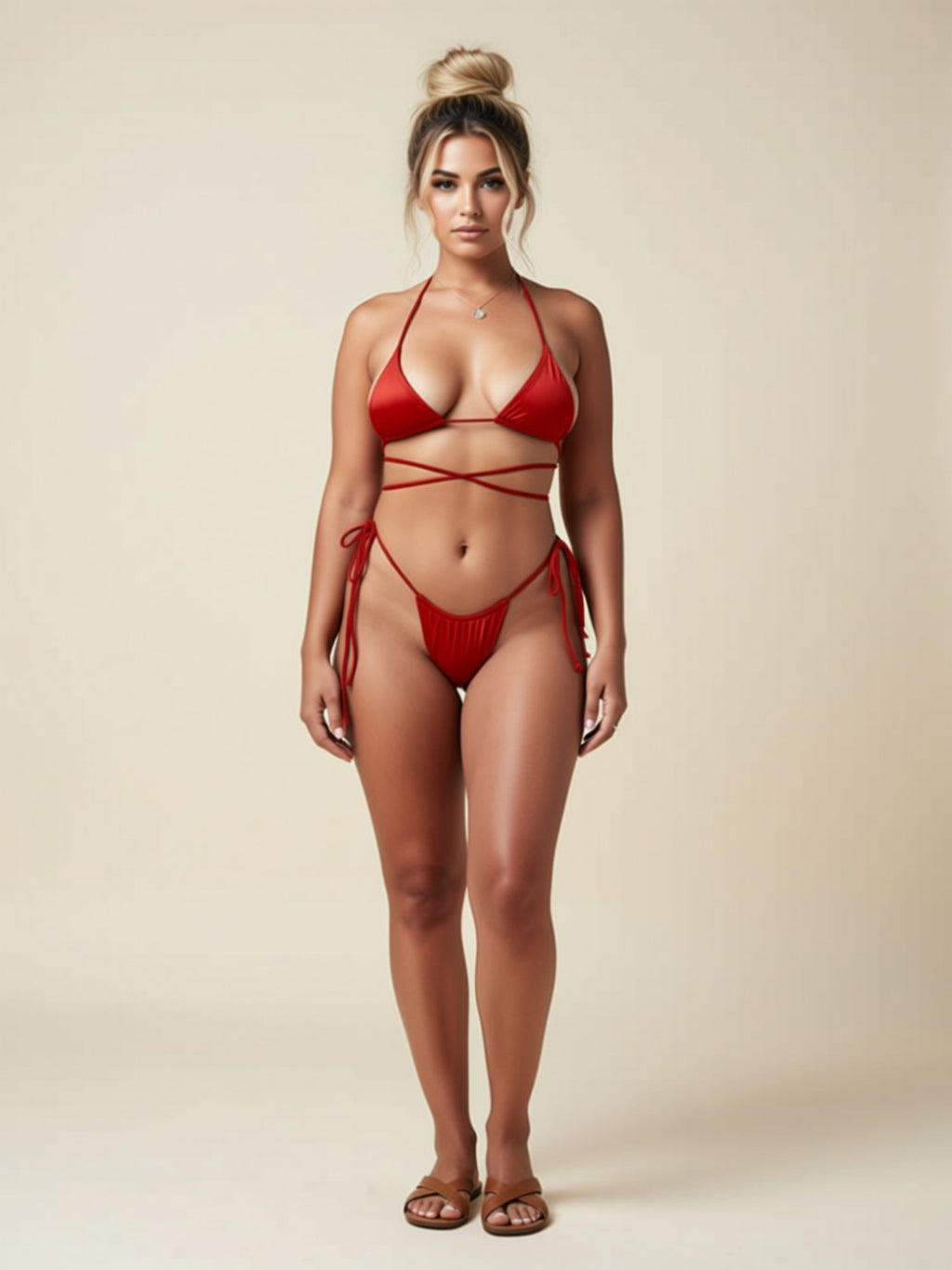 Strappy Triangle Bikini Set