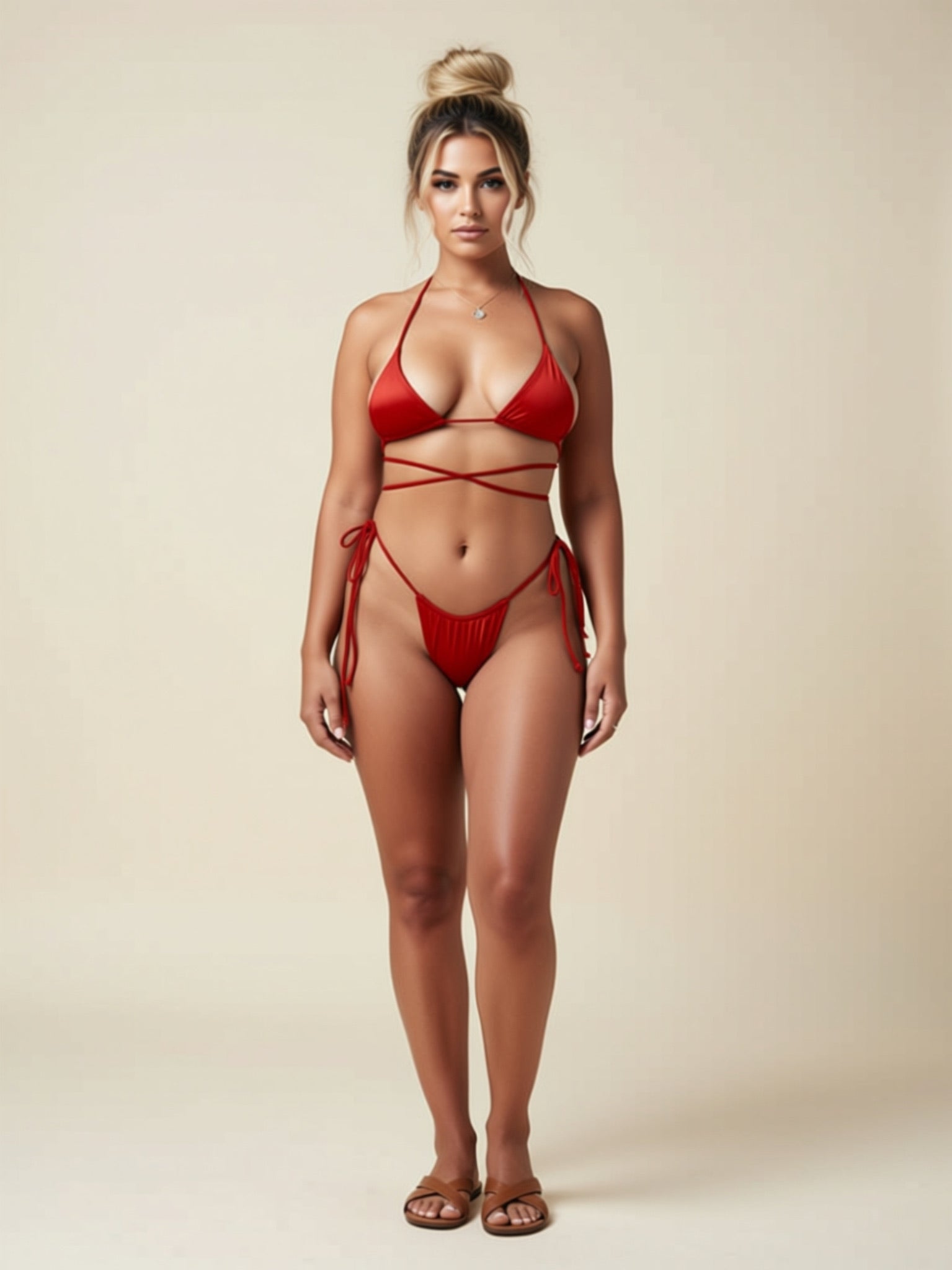 Strappy Triangle Bikini Set