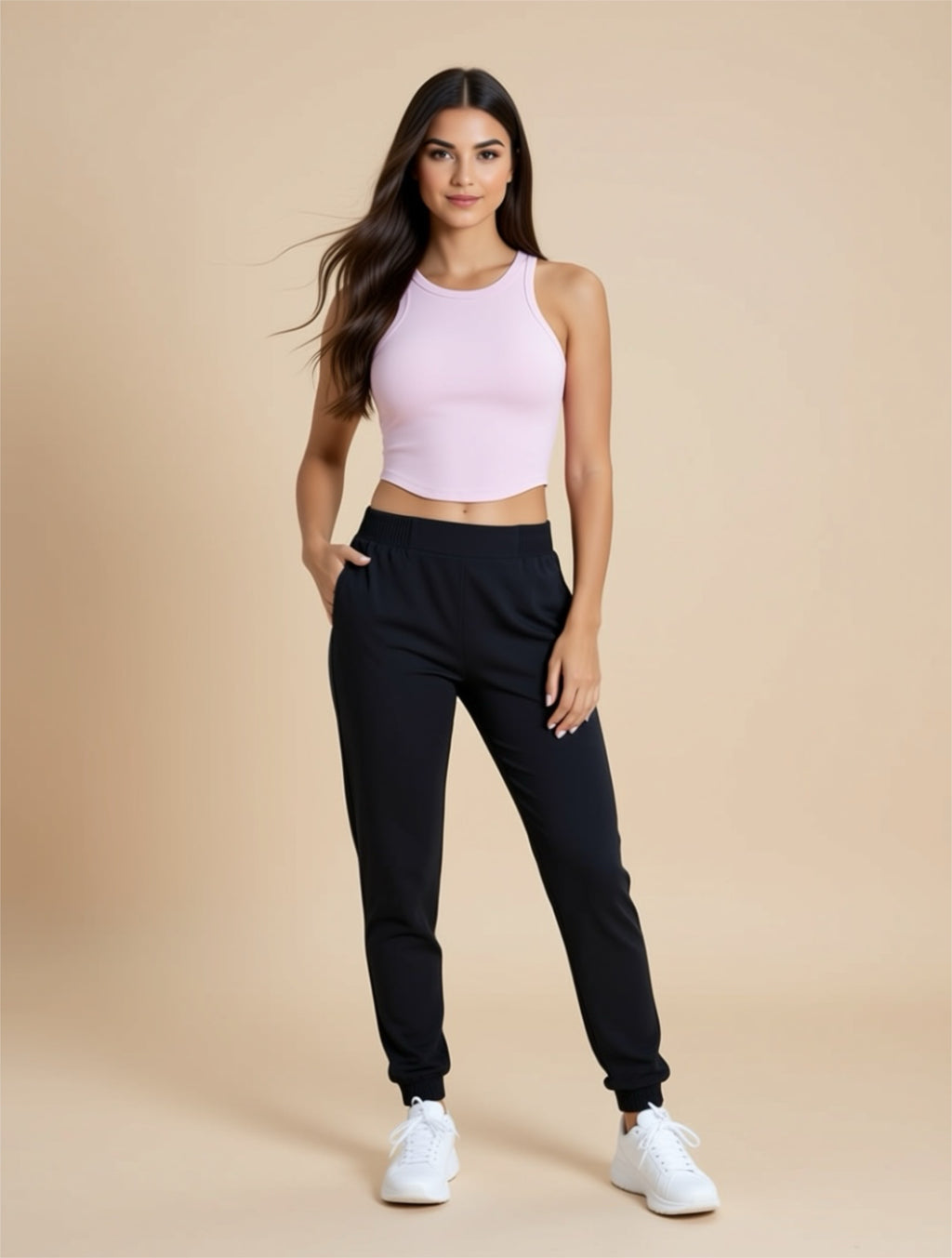 Geripptes Racerback Cropped Tanktop