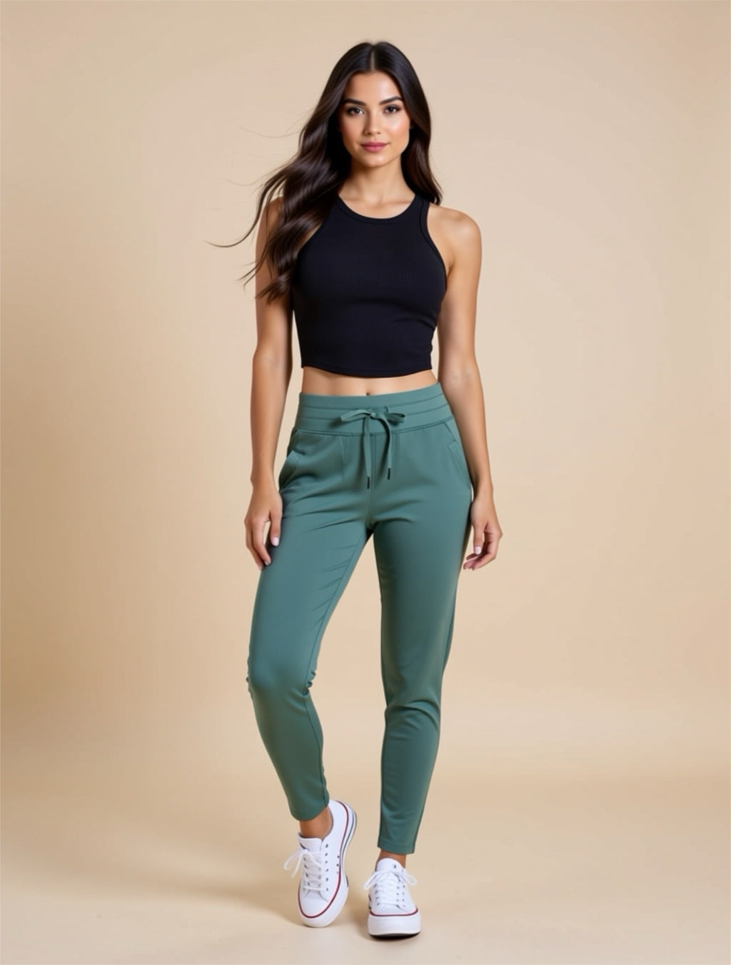 Geripptes Racerback Cropped Tanktop