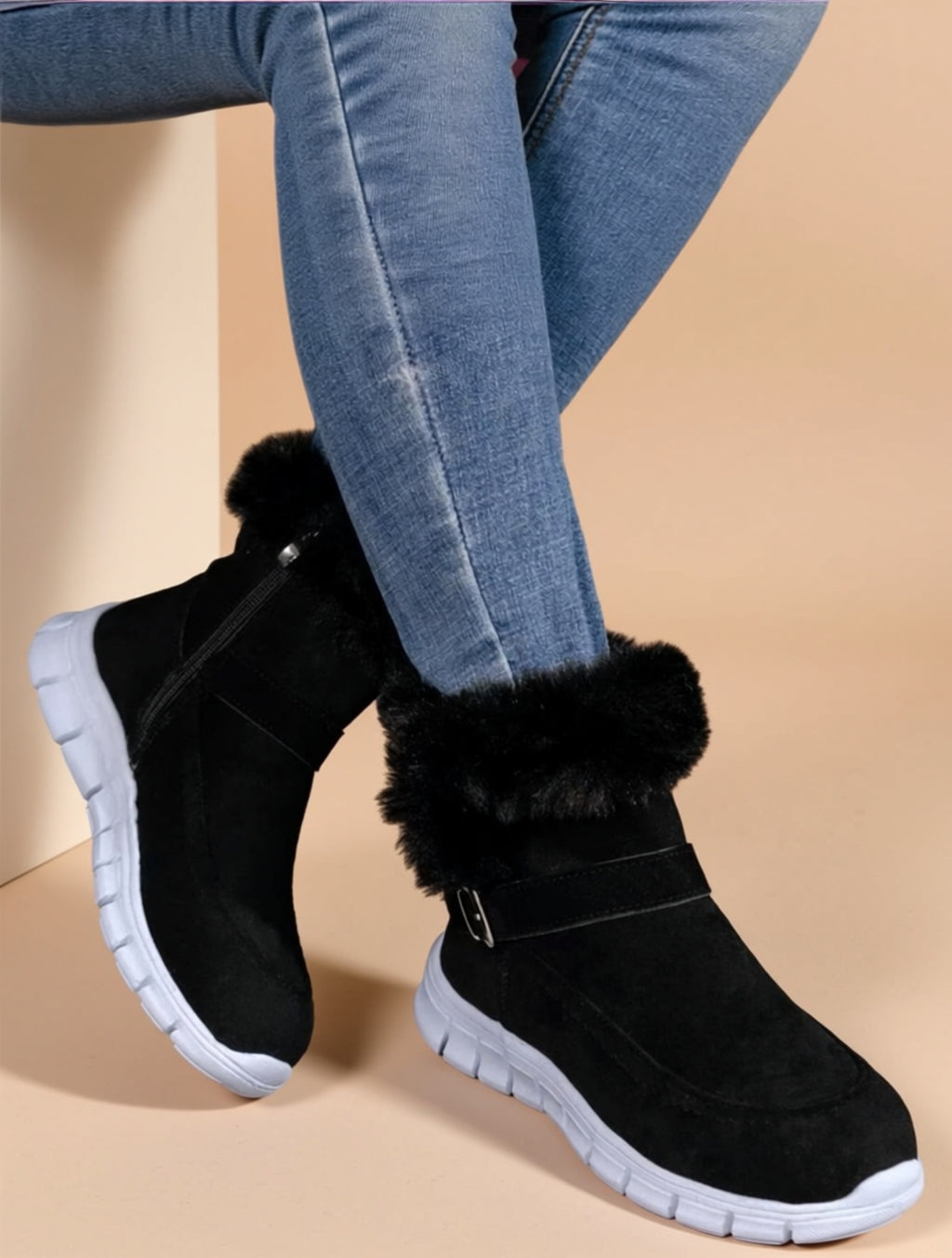 Bottes d'hiver fourrées en suède