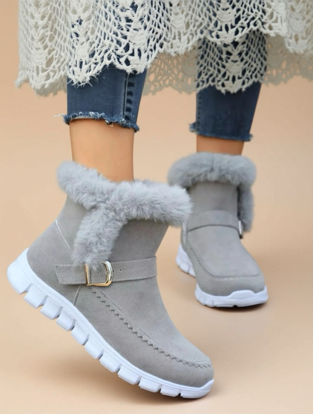 Bottes d'hiver fourrées en suède